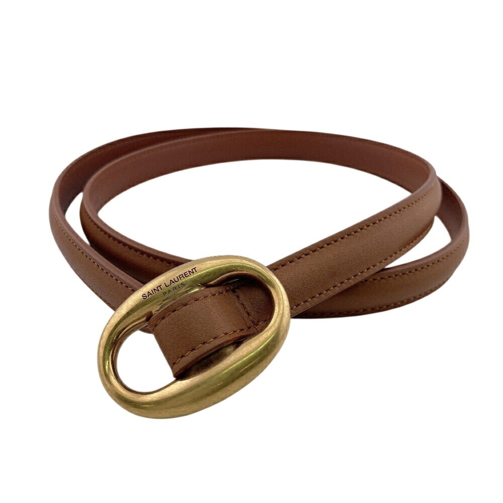 Yves Saint Laurent SAINT LAURENT PARIS 756409 Narrow Belt with Engraved Oval ...